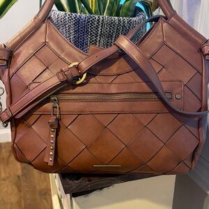 Frye & Co Purse Boho Western Tote Bag Criss cross design